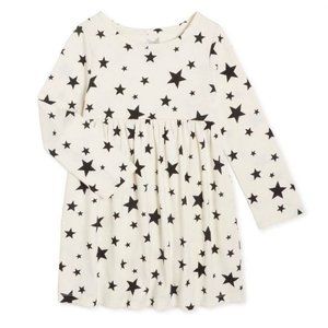 5/$20 NEW 2T Girls Cream & Black Knit Star Dress w/ Pockets